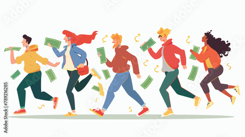 Greedy people chasing for big money. Cash race concepT