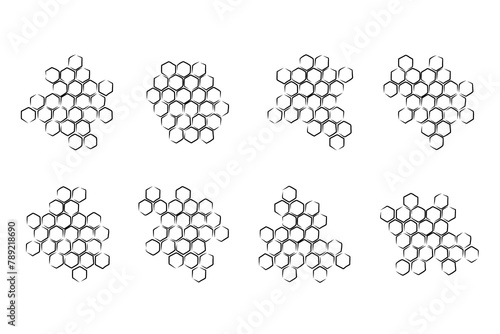 Propolis honeycomb set. Hand drawn textured brush honey comb. Image bee wax. Bee honey and propolis doodle vector illustration isolated on white background.