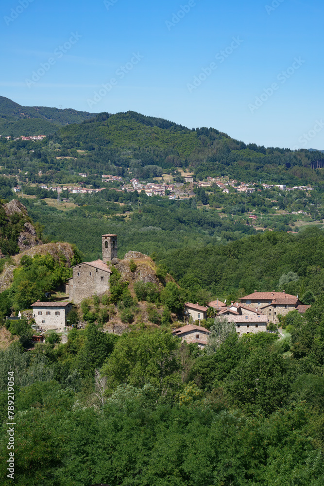 Summer landscape along the road from Castelnuovo Garfagnana to San Romano, Tuscany