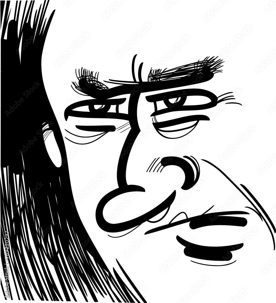 man face portrait caricature cartoon drawing illustration