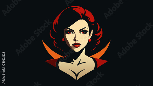 Chica gótica en tatuaje de plantilla: atrevida y Vintage.Chica gótica caliente roja: tatuaje de la plantilla para las camisetas.Hot Goth girl, stencil tattoo, vintage, edgy, for screen printing 