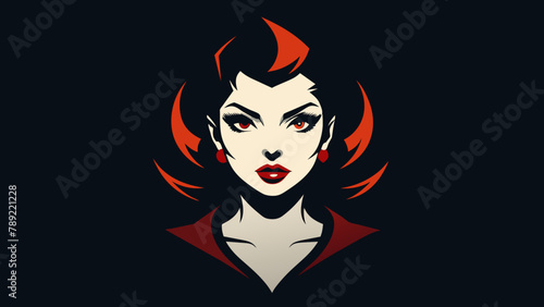Chica gótica en tatuaje de plantilla: atrevida y Vintage.Chica gótica caliente roja: tatuaje de la plantilla para las camisetas.Hot Goth girl, stencil tattoo, vintage, edgy, for screen printing 
