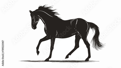 Horse silhouette. Stallion in rearing pose shadow sym