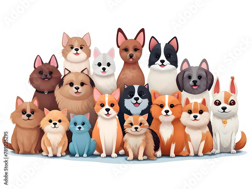 set of funny cartoon cats & dogs, set of cartoon animals, set of animals set of cartoon dogs and cats © mwaqar