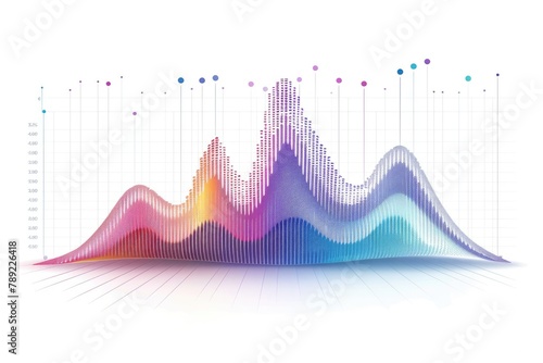 Histogram of a Normal Distribution Curve. Statistic Report with Graph and White Isolated Background