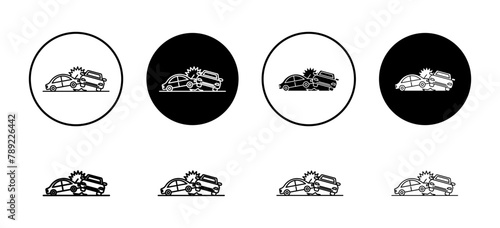 Car crash or smash accident icon. broken car vehicle with damage symbol.