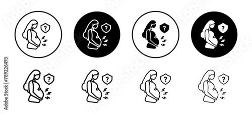 Pregnancy complications like pain, cramp, nausea icon. women gestation ache for pregnant symbol