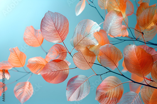 Transparent colorful leaves background