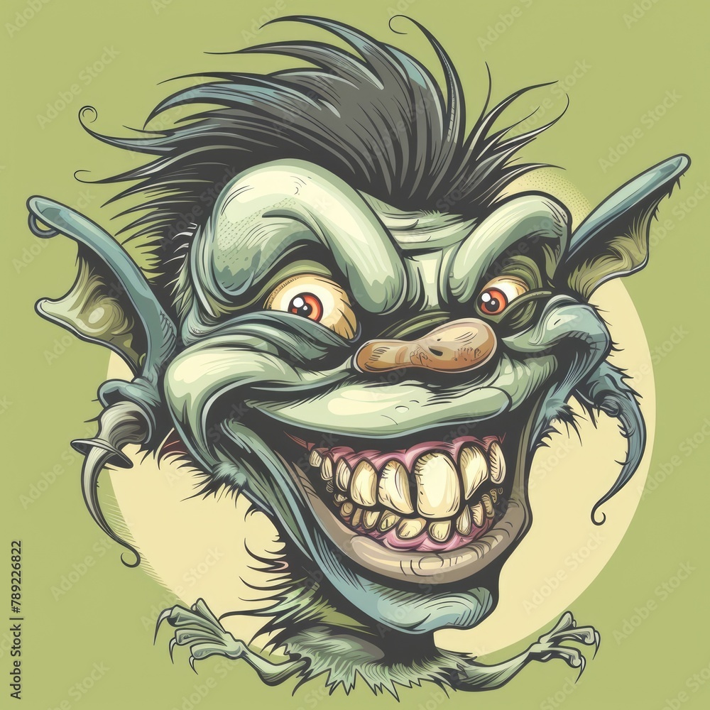 Laughing Troll Cartoon Character. Funny Gremlin Monster with Alien Features, Goblin-Like Appearance and Ghostly Character Laughing Troll Cartoon Character. Funny Gremlin Monster with Alien Features, Goblin-Like Appearance and Ghostly Character