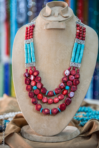Accessory shooting, gem Nacklace,  photo is selective focus with shallow depth of field. Shot taken at Cairo Egypt