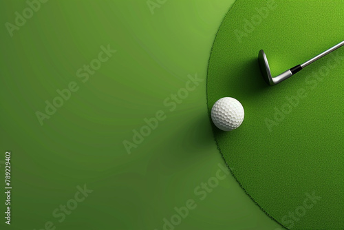 Father's Day poster template with a golf club and ball on a green background. Greetings and love for Father's Day in a sporty style. © AI ARTS