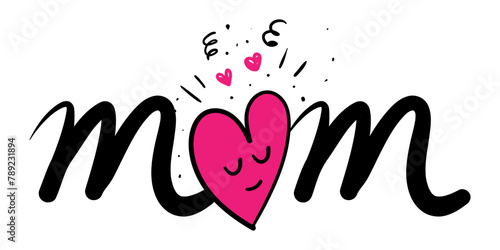 Vector illustration of Hand written Mom calligraphy on transparent background