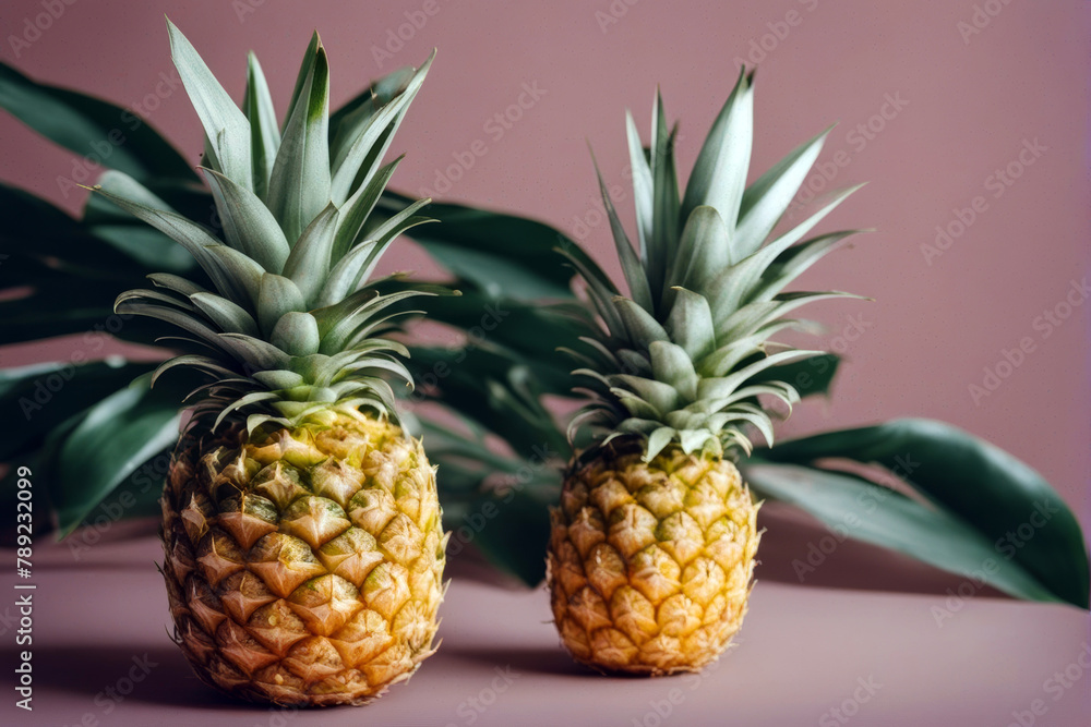 Ripe pineapple with leaf. Ripe pineapple with leaf.