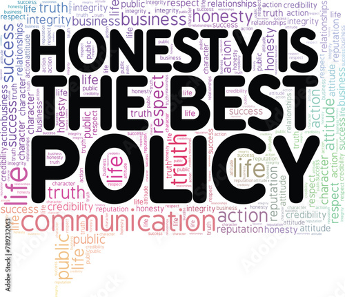 Honesty is the Best Policy word cloud conceptual design isolated on white background.