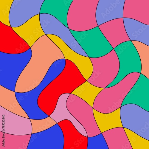 Kolorowa szachownica, falista tekstura, kolorowe kwadraty © elisabeth3