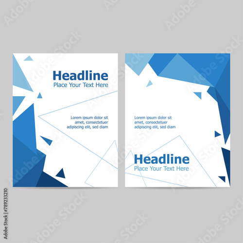 Modern White and Blue Polygon Triangle Theme Cover Template Vector Illustration