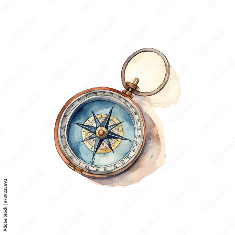 Vintage Compass on White Background watercolor style. Vector illustration design.