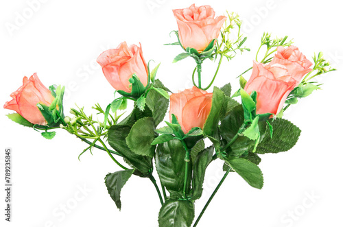 Artificial flowers on transparent background.
