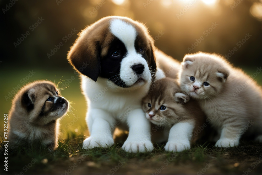 Saint bernard kittens puppy three little fun sweet young friends baby playful play lawn portrait grey cute family group breed close swiss love care rescue pet summer lying Saint bernard kittens puppy three little fun sweet young friends baby playful play lawn portrait grey cute family group breed close swiss love care rescue pet summer lying