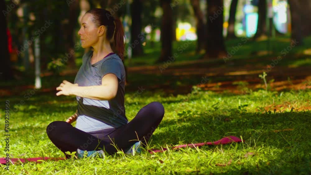 Beautiful woman enjoying exercising in sunlight and surrounding nature Beautiful woman enjoying exercising in sunlight and surrounding nature