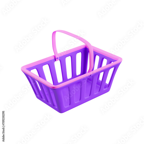 3d purple shopping basket icon (ID: 789238298)