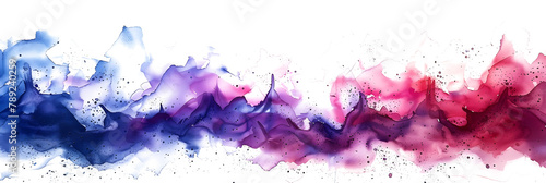 Violet and magenta watercolor blending effect on transparent background.