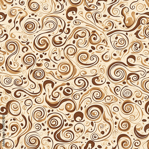 Milk & coffee swirls pattern. Abstract flat background