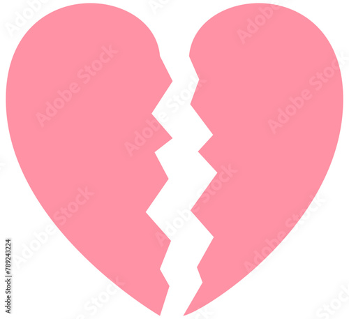 Broken heart flat icon isolated on white background.