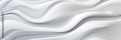 White 3D Wave Pattern. Abstract White Flowing Curves Background. Generative AI