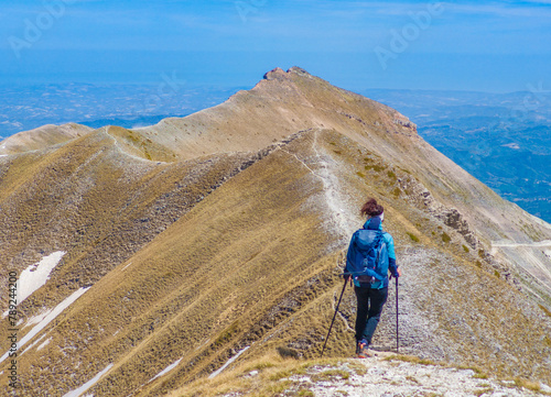 Monte Sibilla (Italy) - The landscape summit of Mount Sibilla, in Marche region province of Ascoli Piceno. Panoramic trekking landmark in the Monti Sibillini mountain natural park.