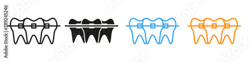 Dental alignment icon featuring braces for teeth straightening and oral care