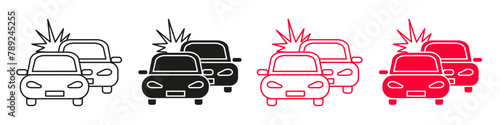 Aftermath of a vehicle collision icon highlighting auto damage and crash scenarios