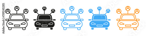 Rideshare service icon showcasing the convenience of carpooling for group travel