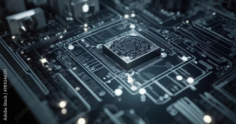 Element circuit board with encoder and decoder on abstract background Element circuit board with encoder and decoder on abstract background