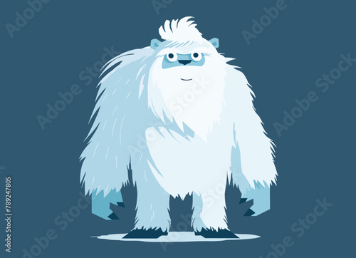 Cute yeti monster, Funny bigfoot character. Snowman illustration