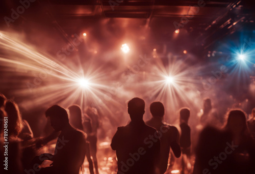 smoke bright club light rays Abstract scene night nightclub interior hall disco spotlight concert laser dj event festival dancing futuristic clubber glow ray party stage show neon
