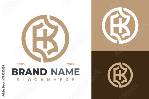 Letter Hk or Kh Monogram logo design vector symbol icon illustration