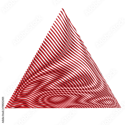 Abstract geometric triangular shape with waved moire isolated on white background. Metaverse concept background for wall art, panel, poster, web, banner, mobile apps, infographics. 