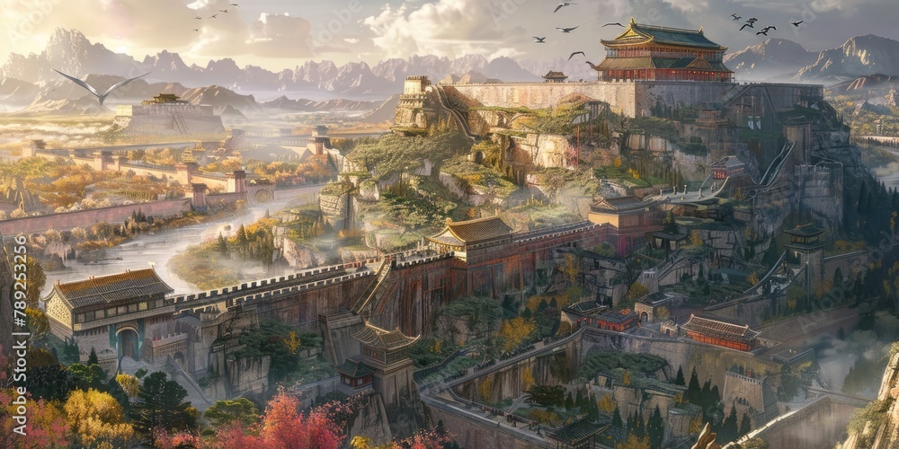 giant wall of ancient chinese royal fortress