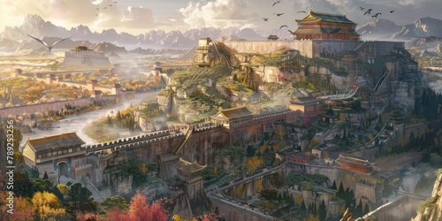 giant wall of ancient chinese royal fortress