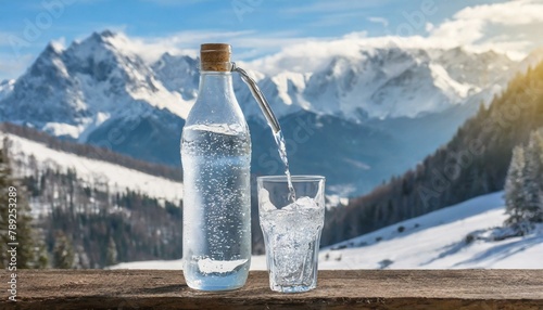 ski resort bottle, glass, water, drink, isolated, transparent, liquid