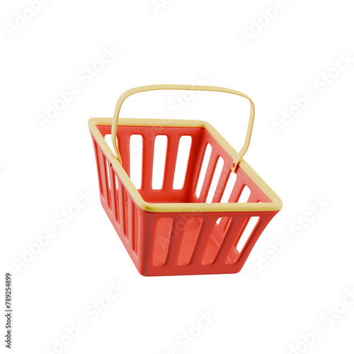 colourful 3d supermarket shopping basket icon (ID: 789254899)