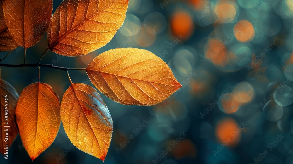 Colorful autumn leaves on blue background with copy space for text. Colorful autumn leaves on blue background with copy space for text.