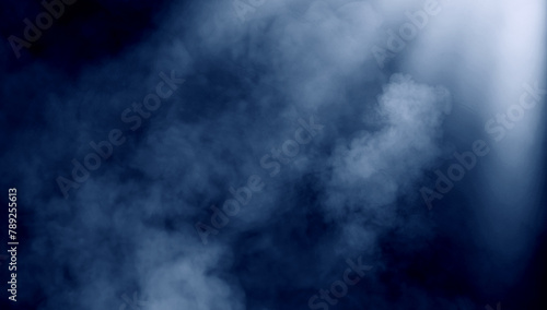 Dry ice smoke clouds fog texture. . Perfect spotlight mist effect on isolated black background. © Victor