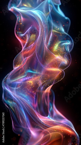 Abstract iridescent smoke effect on black background