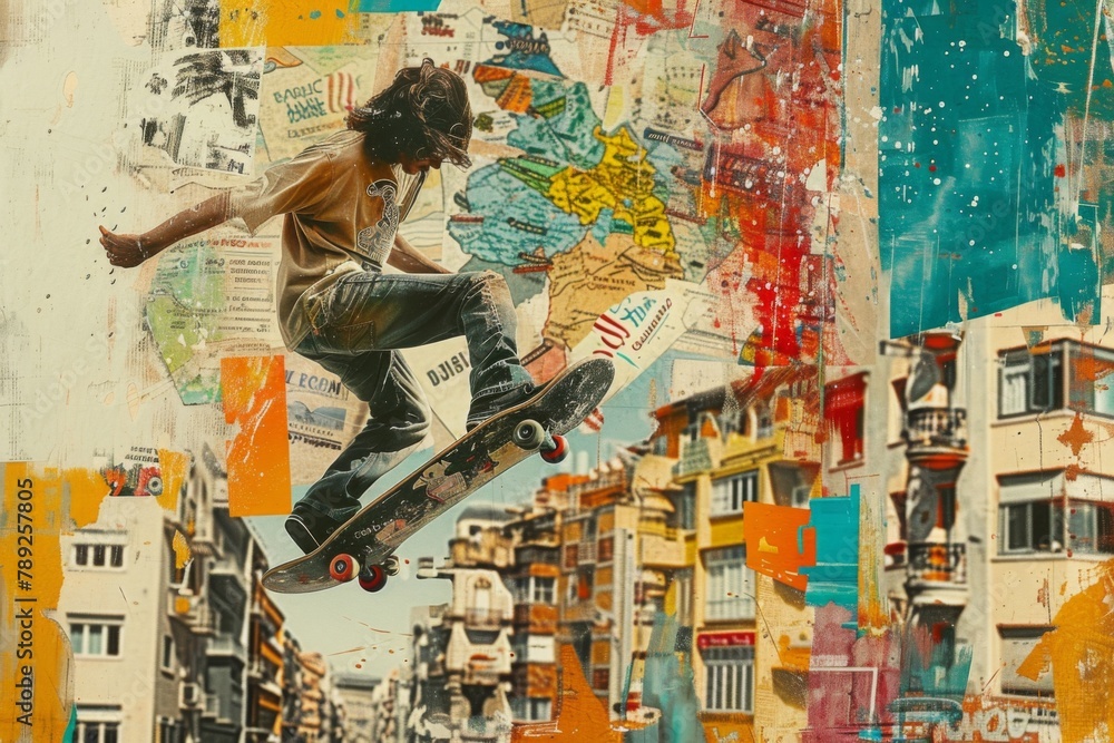 Global Skateboarding Influence Art Collage