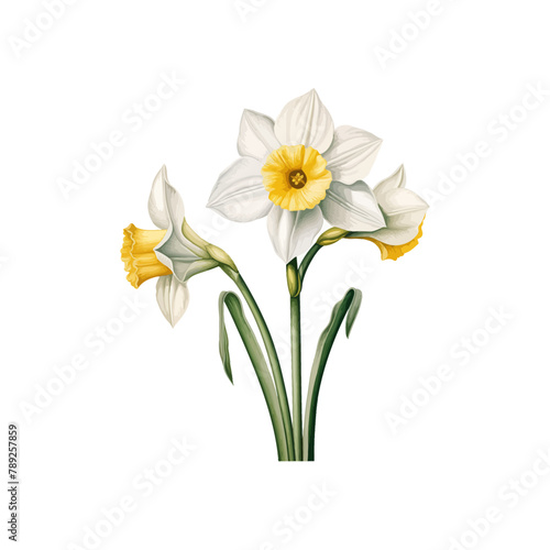 White Daffodils flower. Vector illustration design.
