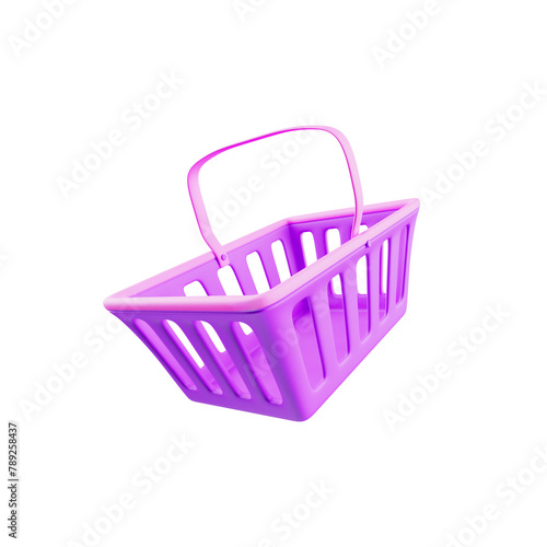 colourful 3d supermarket shopping basket icon (ID: 789258437)
