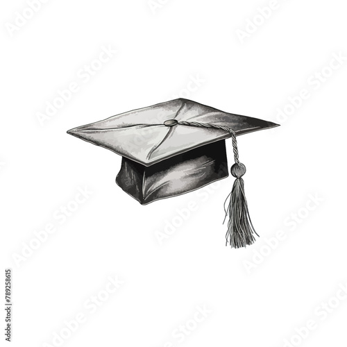 Graduation Cap with Tassel Hand drawn style. Vector illustration design