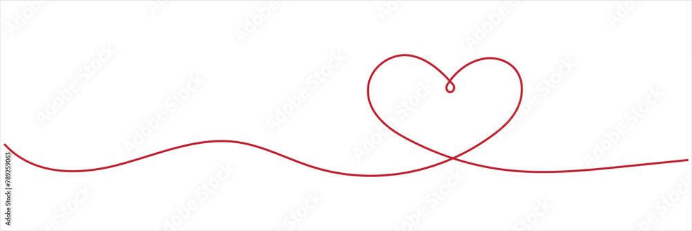 Fototapeta premium Heart. Abstract love symbol. Continuous line art drawing vector illustration. line heart icon on white background.